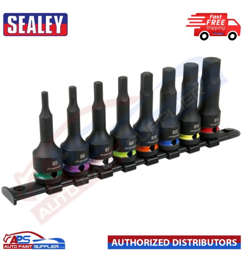 Sealey AK56001 8pc 1/2"Sq Drive Hex Impact Socket Bit Set